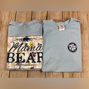 Itsa Girl Thing Mama Bear Blue T Shirt Size Small lot of 2